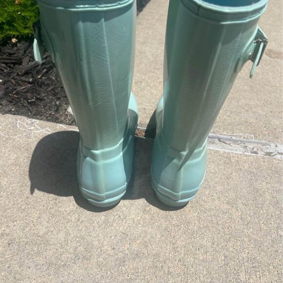 Light Blue/Light Turquoise Mid Calf Hunter Rain Boots - Picture 2 of 3